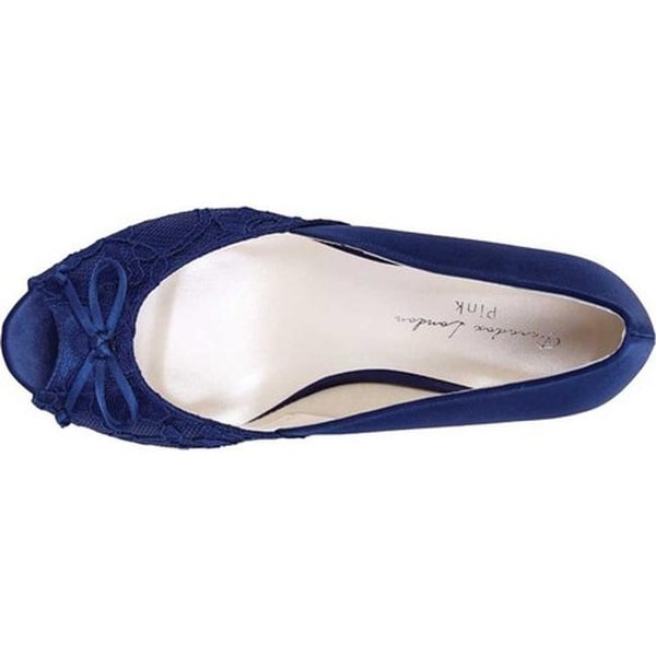 navy blue peep toe flats