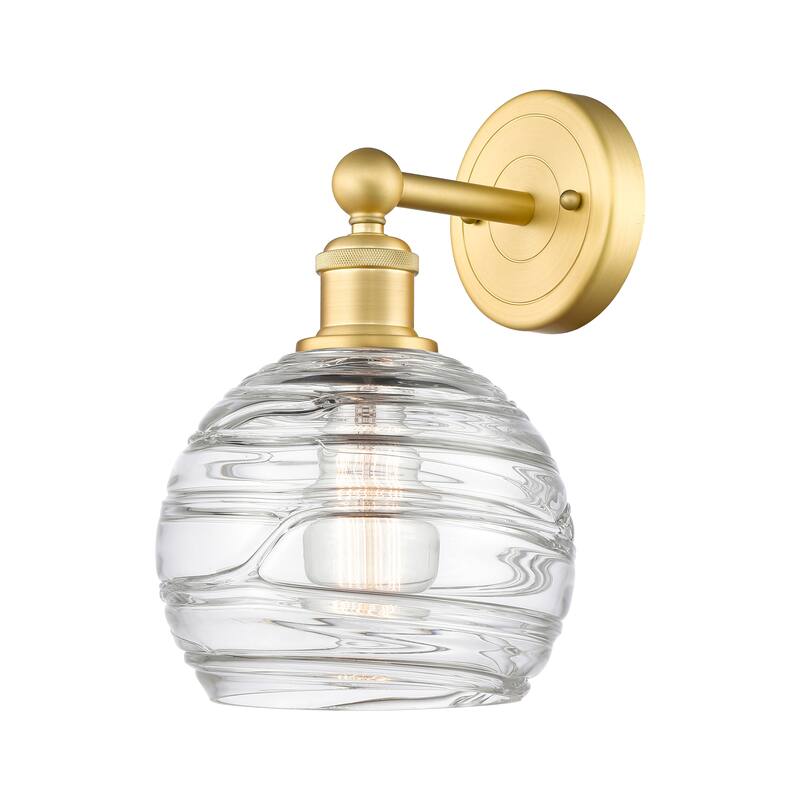 Innovations Lighting Athens Deco Swirl - 1 Light 8" Sconce - Satin Gold/Clear Deco Swirl
