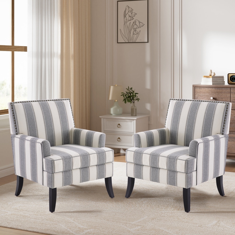 Grey and deals white striped chair
