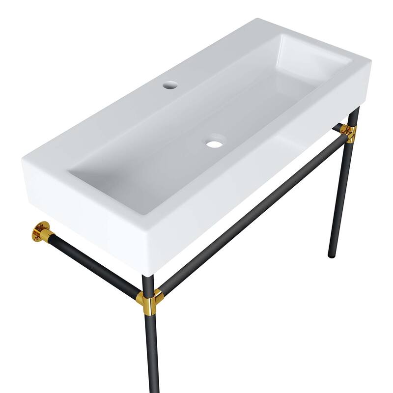 Redeem 40" Black Stainless Steel Wall-Mount Bathroom Vanity - Black
