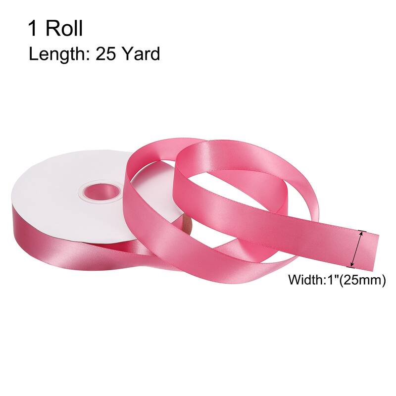 Satin Ribbon Grosgrain Valentine Solid Double Face Wedding Ribbon - Pink - 1" x 25 Yard