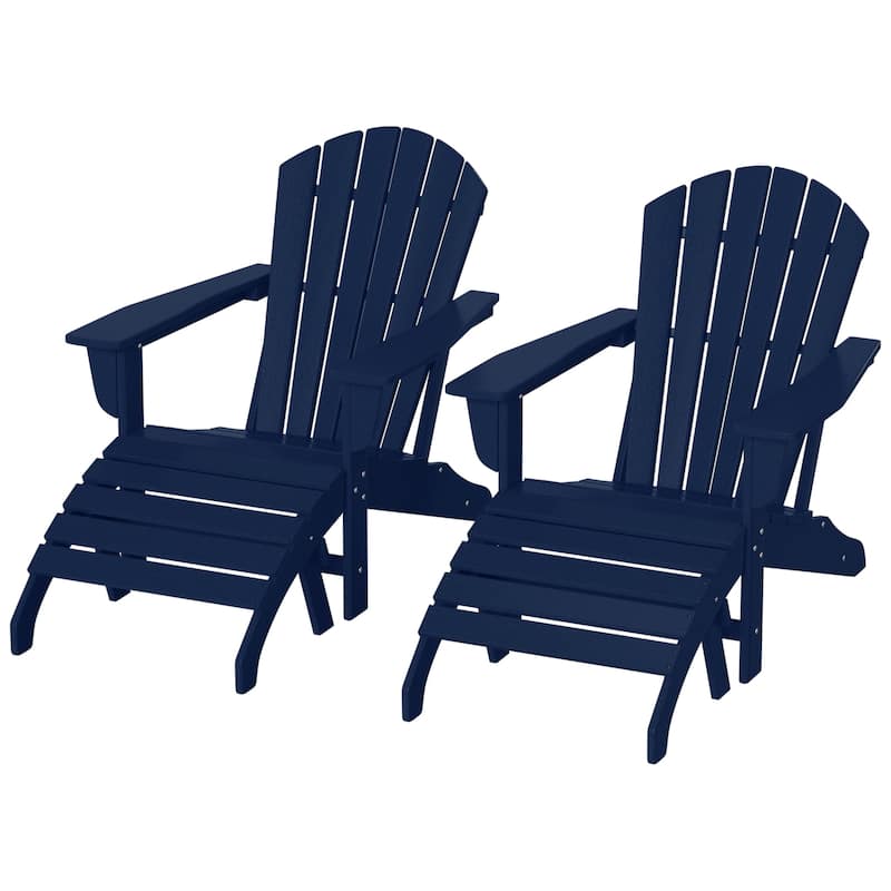 Altura Outdoor Eco-Friendly All Weather Adirondack Chairs with Ottomans (4-Piece Conversation Set) - Navy Blue