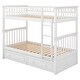 preview thumbnail 5 of 6, Minimalist Style Twin over Twin Bunk Bed with 2 Drawers and Fence-shaped Guardrail, Convertible Beds, Versatile Usage, White