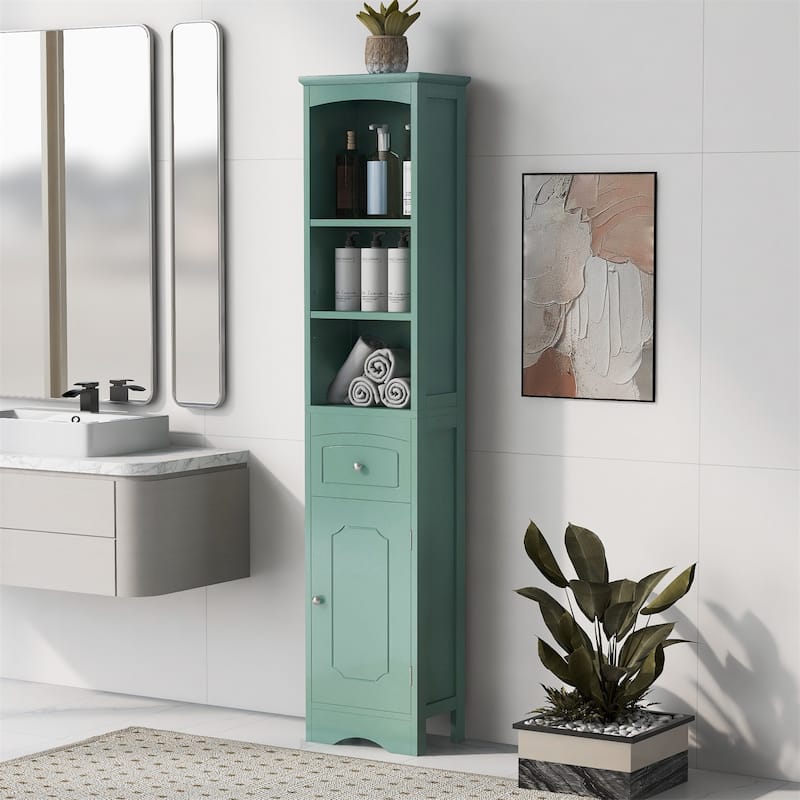 Merax Tall Bathroom Cabinet with Storage Cabinet, Drawer, Shelves