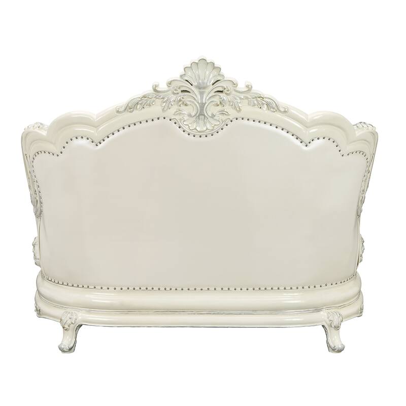 Seville Pearl White and Antique White Loveseat with 5-Pillow