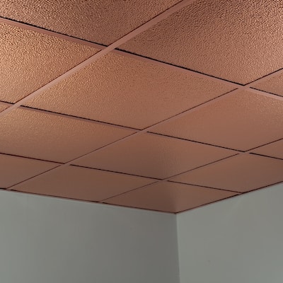 FASÄDE Border Fill Decorative Vinyl 2ft x 2ft Lay in Ceiling Panel in Polished Copper (5 Pack)