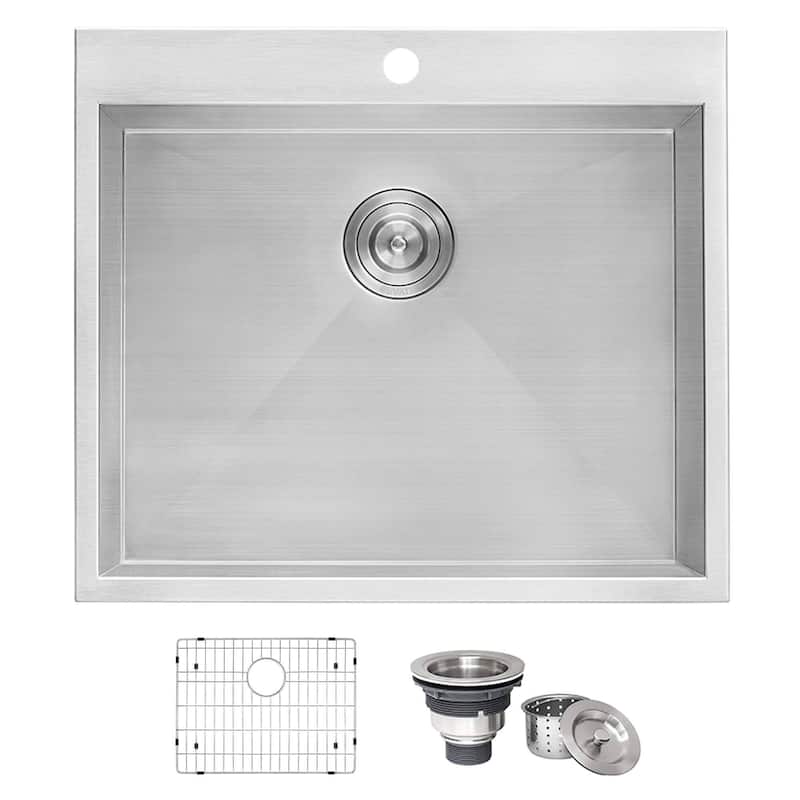 Ruvati Topmount Laundry 22″ x 22″ x 12″ Deep Utility Sink 16 Gauge Stainless Steel – RVU6022