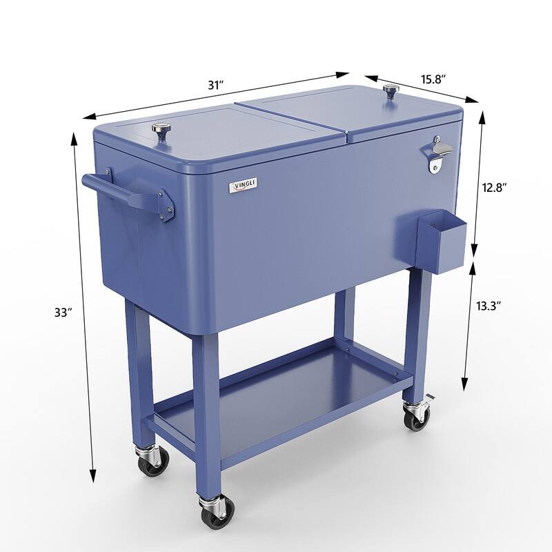 Detachable Upgraded 80QT Patio Cooler Wheeled with Tray
