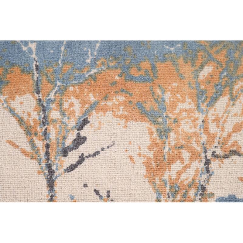 Nature Print Abstract Modern Area Rug Handmade Wool Carpet - 5'3"x 7'7"