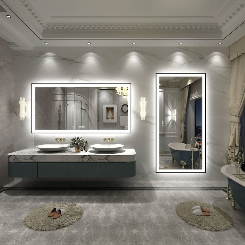 Front & Back LED Anti-Fog Tempered Glass Framed Bathroom/Vanity Mirror 3-Year Warranty