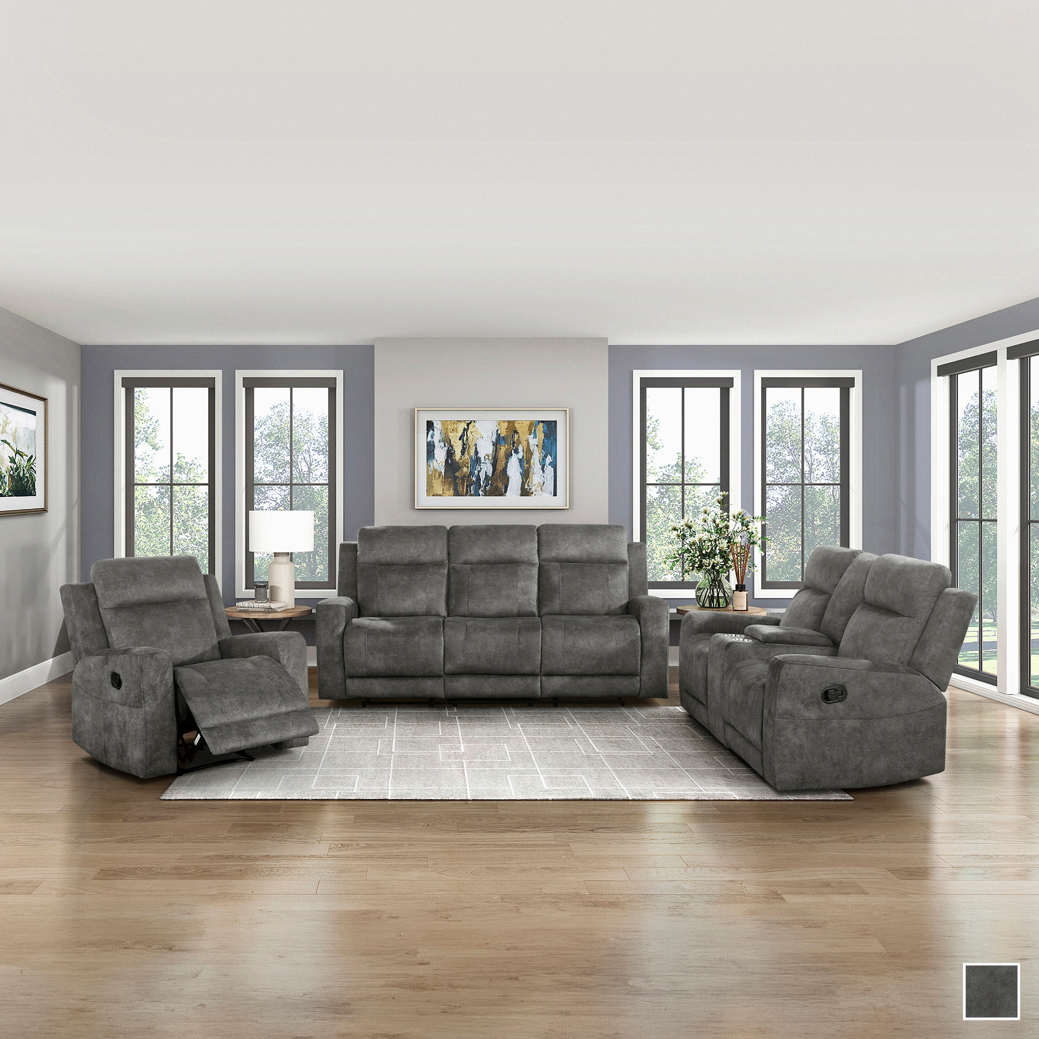 Fremont & Park Liriope 3-Piece Microfiber Manual Reclining Sofa Set