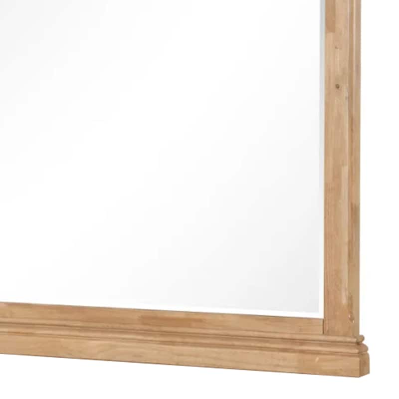 Lexa Dresser Mirror, Bevel Glass, Natural Oak Brown Solid Wood, 38x44 - Natural Oak Brown