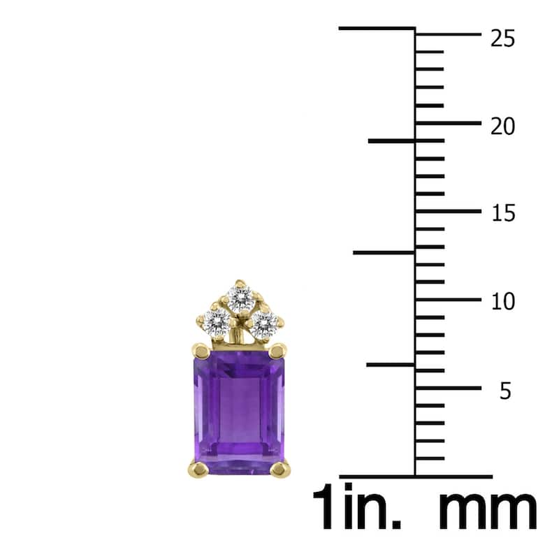 Marquee 14K Yellow Gold 7x5MM Emerald Shaped Amethyst and Diamond Earrings