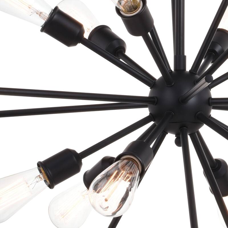 Sputnik Chandelier 12 Light Black Pendant Light Mid Century Modern Ceiling Light Fixture 27.5 Inch