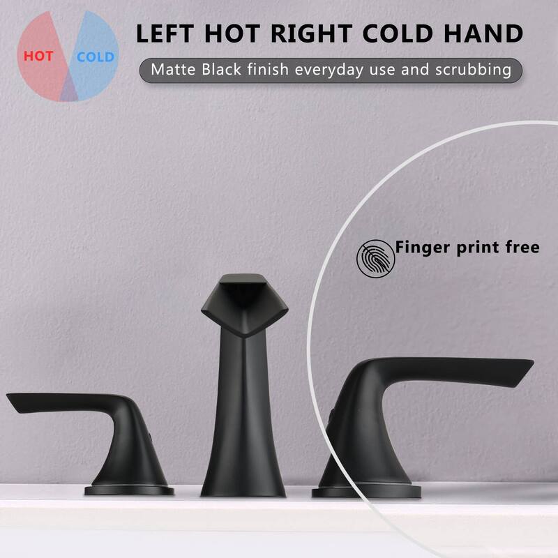 BATHLET 3 Hole 2 Handle Waterfall Bathroom Sink Faucet in Matte Black