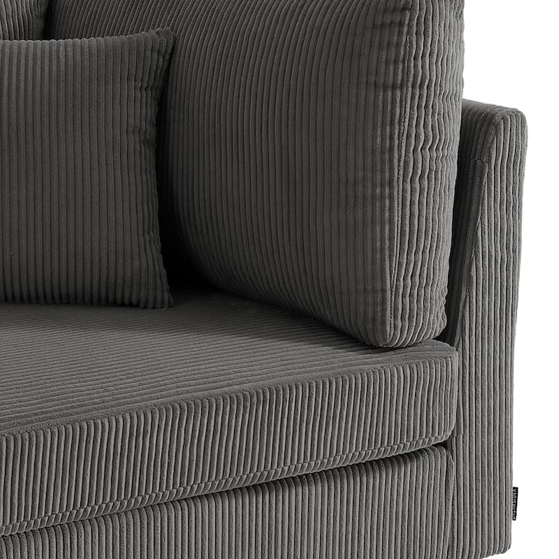 5-Piece Modern Comfy Corduroy Modular Sectional Sofa with Ottoman
