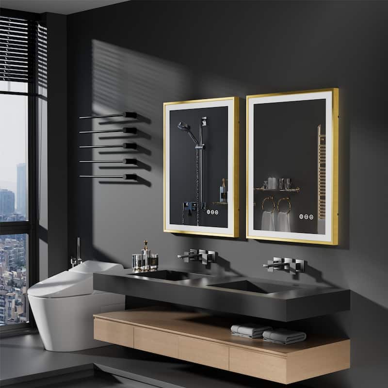 LED Bathroom Mirror Aluminum Framed Anti-Fog Stepless Dimmable Memory