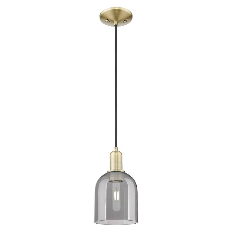 Innovations Lighting Endless Possibilities Arcadia - Bella - 1 Light 6" Cord Hung Mini Pendant - Antique Brass/Light Smoke