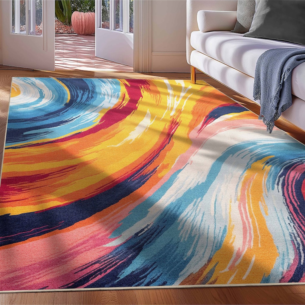 Well Woven Apollo Echoes Modern Abstract Bright Flat-Woven Area Rug