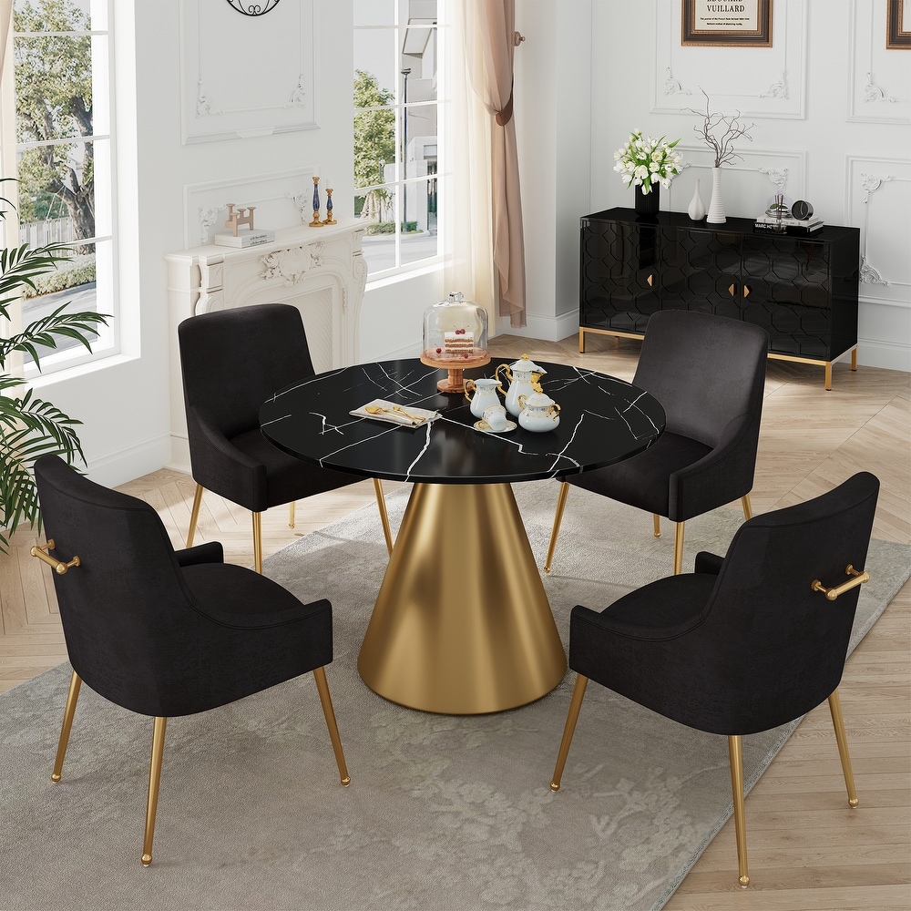 Black marble hotsell table set