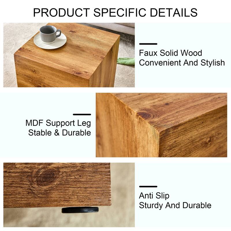 Elevate your living space with this modern MDF coffee table that showcases smooth, Wood color texture patterns.characterized
