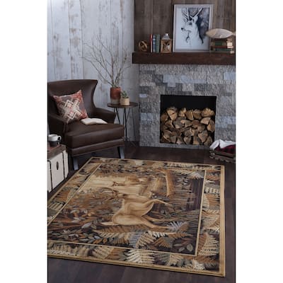 Natural Lodge Novelty Graphic Indoor Area Rug