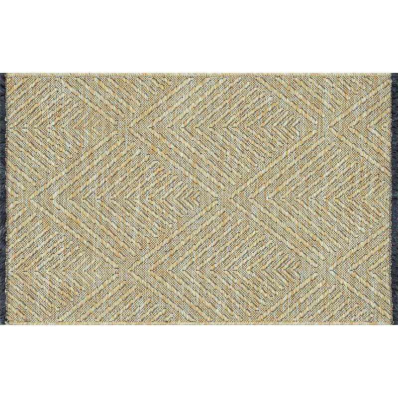 Alameda Solid Color Chevron Machine Washable Indoor Area Rug