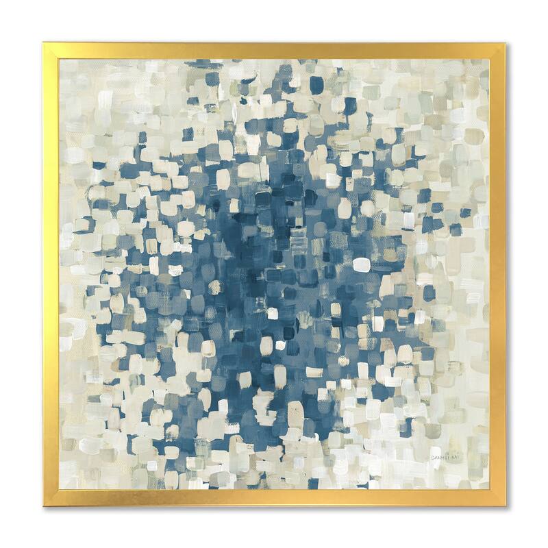 Designart "Geometric Blue Spots" Modern & Contemporary Framed Art Print