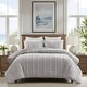 preview thumbnail 15 of 39, Harbor House Anslee Taupe 3 Piece 100% Cotton Yarn Dyed Duvet Cover Set with Overlap Closure Shams Grey - King