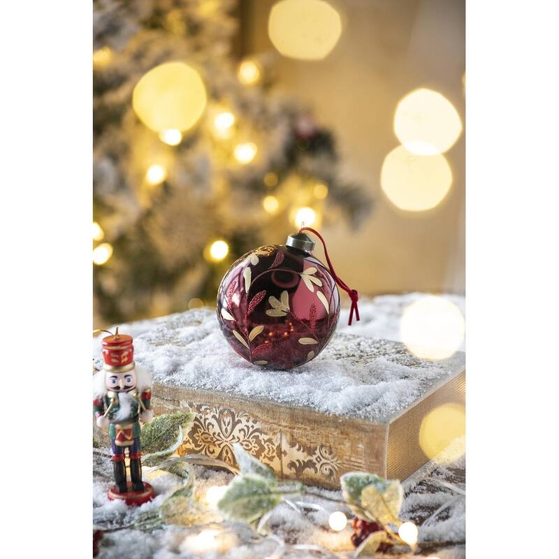 D3.9" Christmas Ball Ornaments, Glass Decorative Hanging Ball Christmas Tree Ornaments for Holiday Decorations, Set of 6