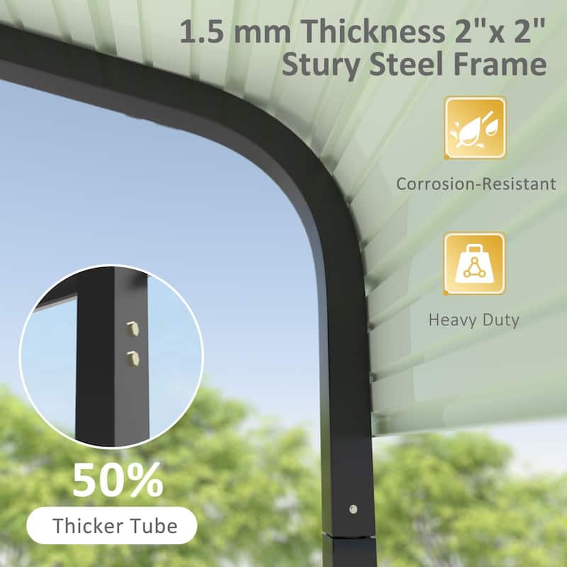 VEIKOUS Heavy Duty Metal Carport Galvanized Steel Shelter for Cars, Boats, and Tractors