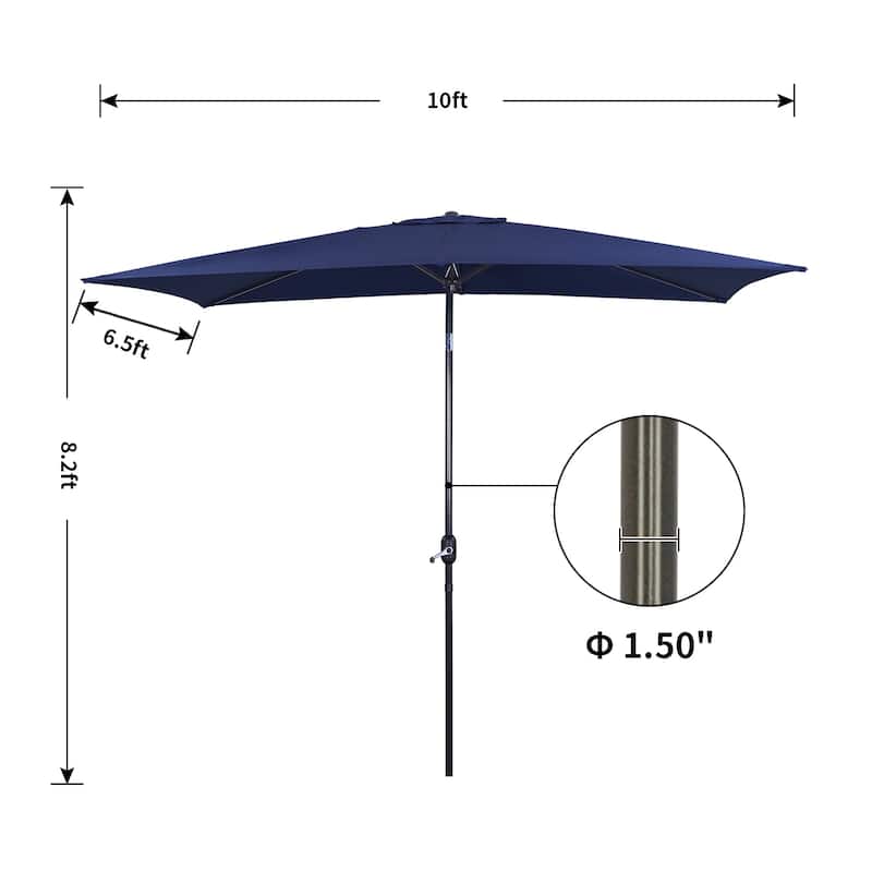 10 ft. Aluminum Rectanglar Market Patio Umbrella without Base