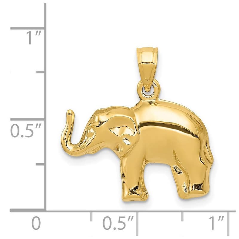 Curata 14k Yellow Gold 18" Polished Elephant Pendant Necklace - 21.5x21.1mm