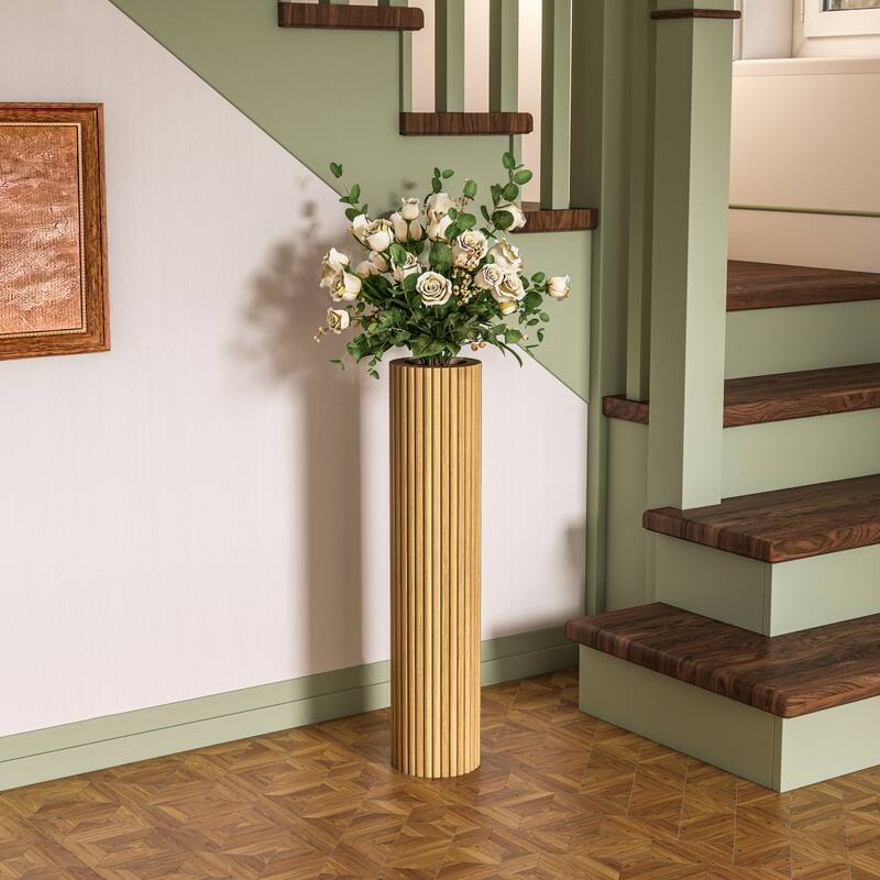 27.6" Wooden Floor Vase