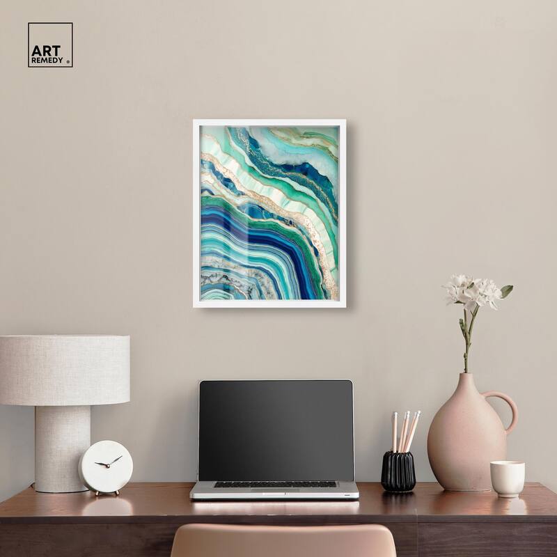 Blue Green Abstract Agate II Shadowbox by Art Remedy