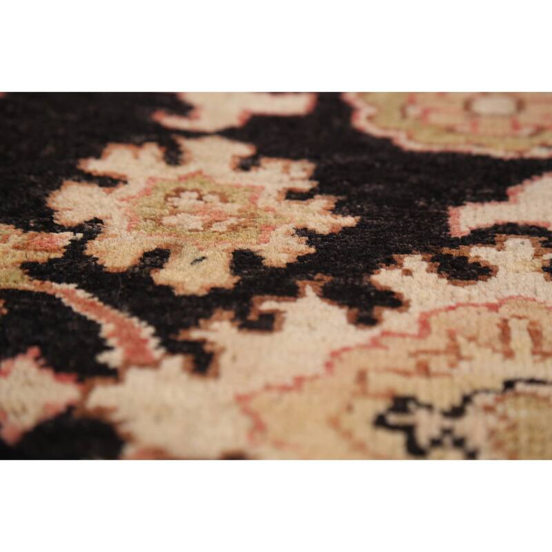 Hand Knotted Oriental 100% Wool Carpet Traditional All-Over Black Peshawar Area Rug - 10' 0'' X 7' 10''