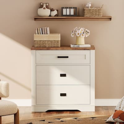 WAMPAT Mid Century Modern Dresser, 31.9" Tall Storage Cabinet with Drawers