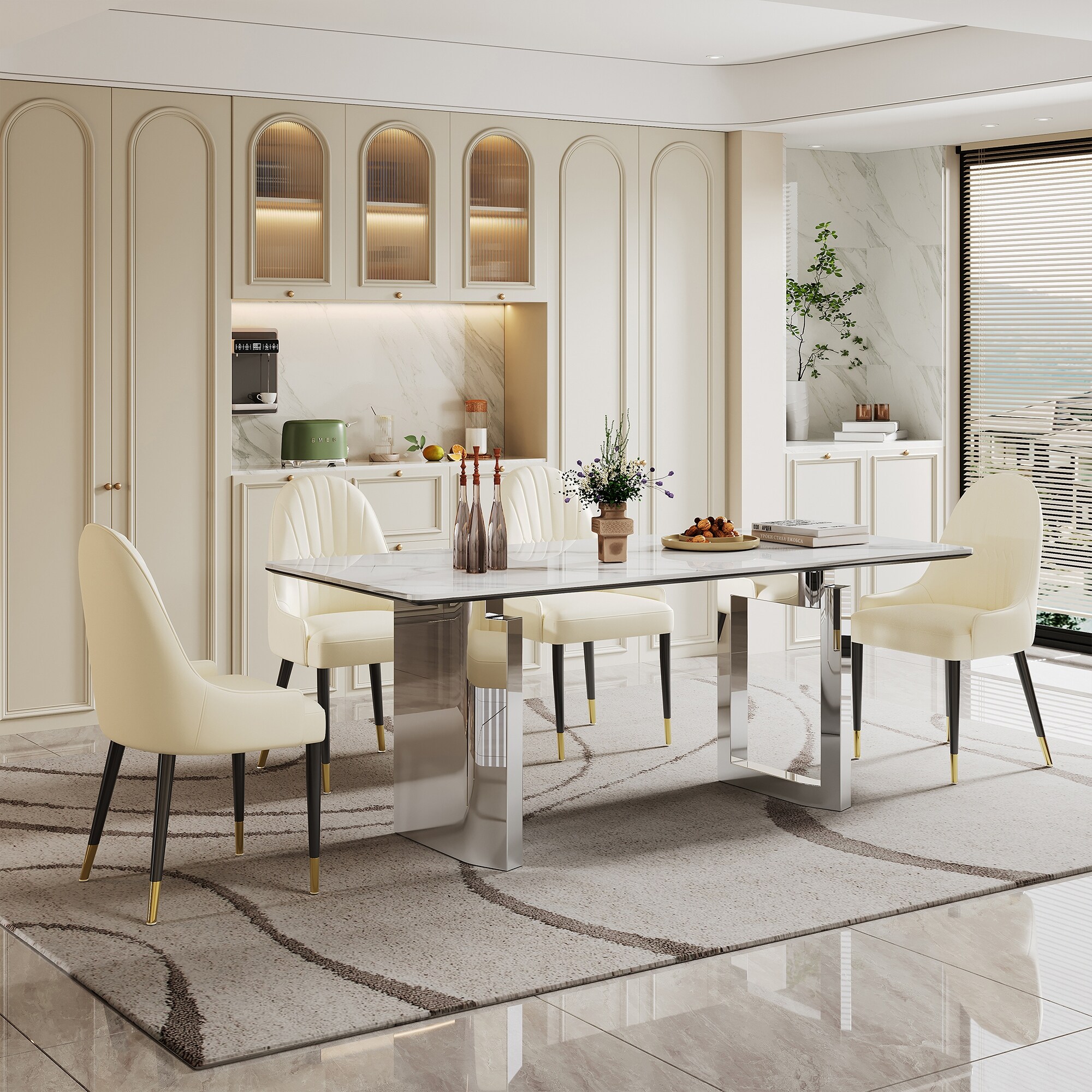 Dining table glass top stone base discount