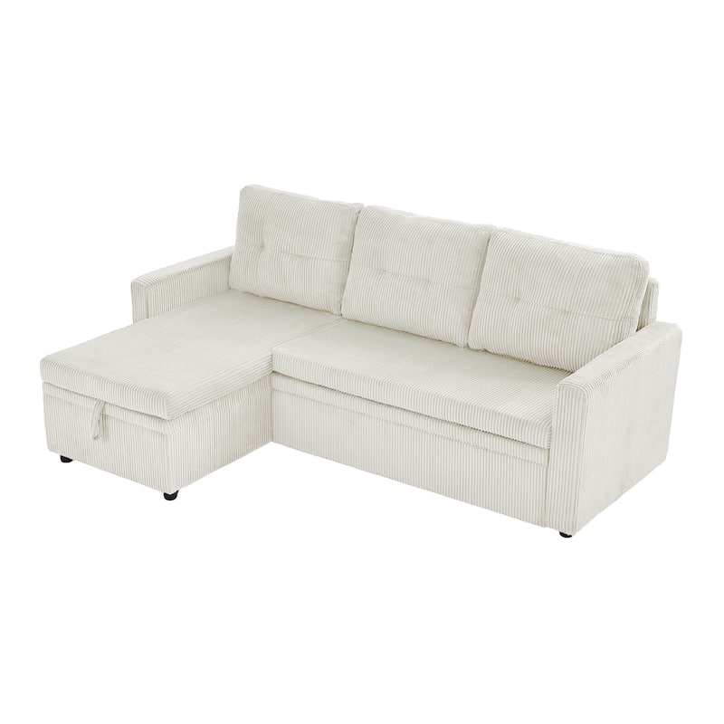 Modern Pull Out Sectional Sofa Bed Couch with Storage Chaise for Living Room