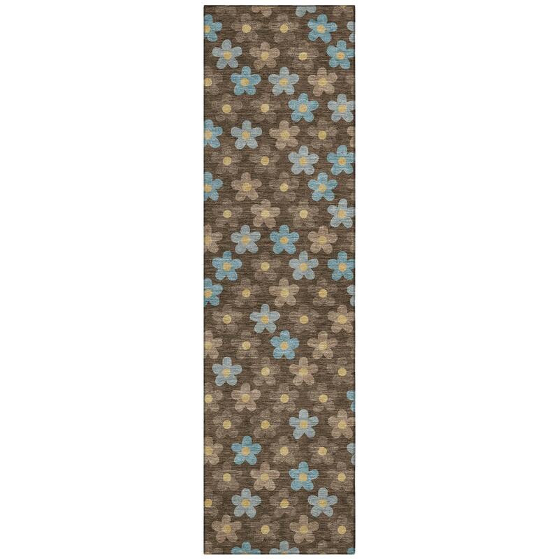 Machine Washable Indoor/ Outdoor Floral Kechi Chantille Rug