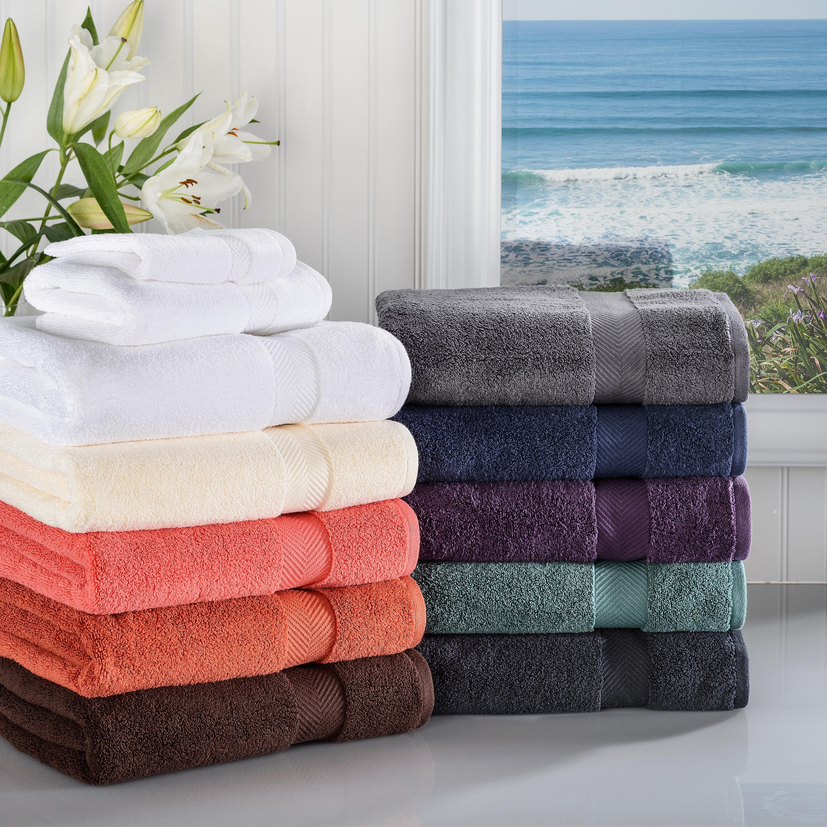 Zero-twist, 100% Combed Cotton Ribbed Bath Towel Set (4 Pack Bath