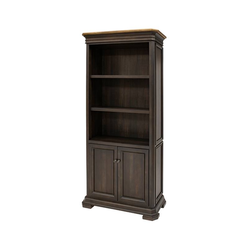 Executive Bookcase With Doors, Fully Assembled, Brown - 36"W x 78"H x 14"D