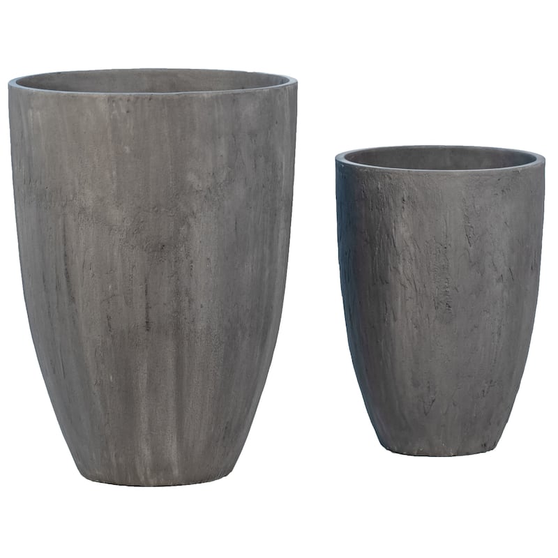 Willa Fiber and Sand Composition Pot Planter (Set of 2) - Charcoal