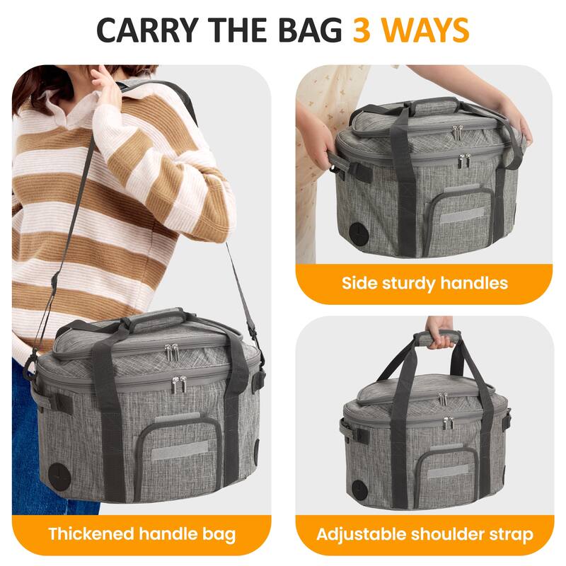 Slow Cooker Carrying Bag Fit for 6-8QT Slow Cooker, Grey