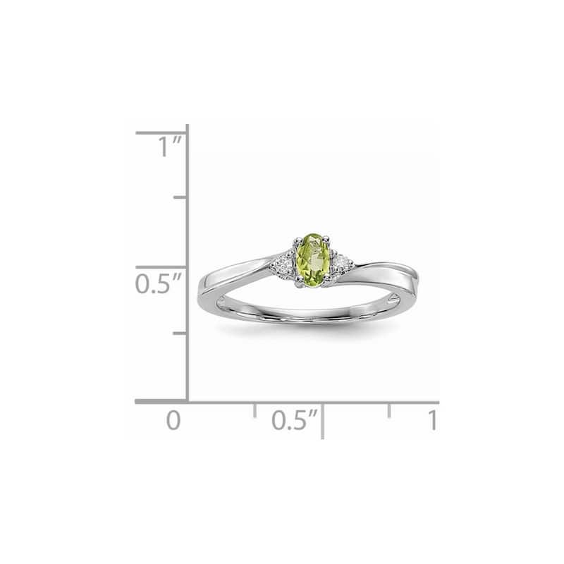 Curata 925 Sterling Silver Rhodium Plated Peridot Ring