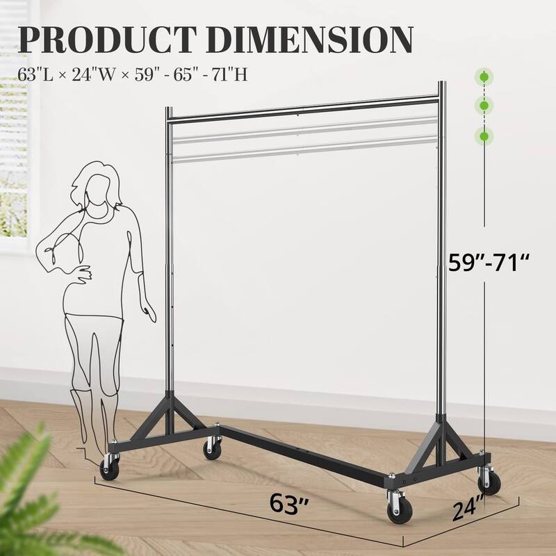 Commercial Garment Rack Hold 400LBS Heavy Duty Clothing Rack Adjustable Rolling Clothes Rack for Hanging Clothes Racks on Wheels