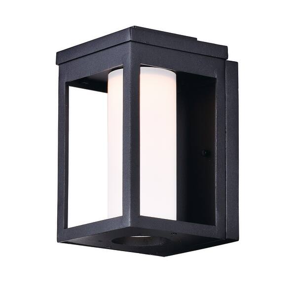 slide 2 of 5, Salon 6" Wide Aluminum Outdoor Wall Light black / satin white shade