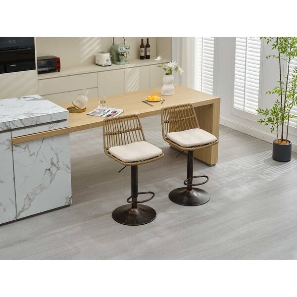Set Of 2 Saddle Bar Stools With Footrests - 28 Inch Height, Counter Height Bar Chairs