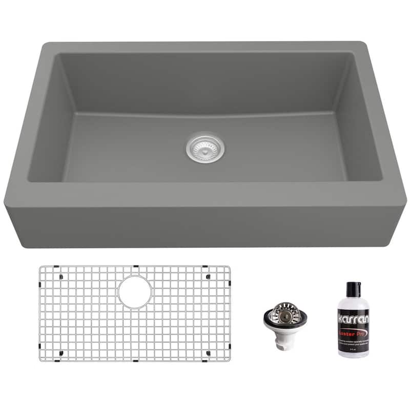Karran USA QAR-740-PK1 Quartz QAR 34" Farmhouse Single Basin Quartz - Grey