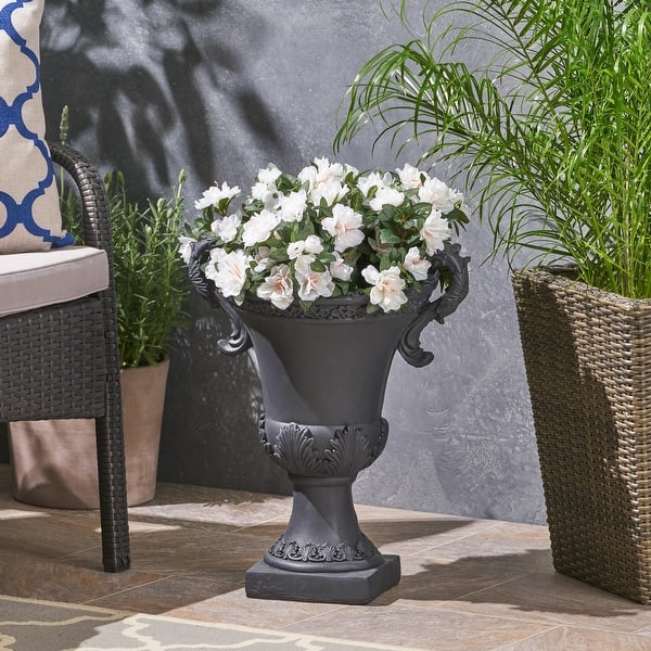 slide 2 of 19, Delphine Roman Chalice Lightweight Concrete Planter by Christopher Knight Home Black